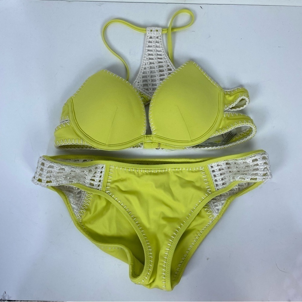 Victoria's Secret Green Crochet Triangle 2 Piece Bikini